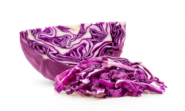 Slice red cabbage isolated on white