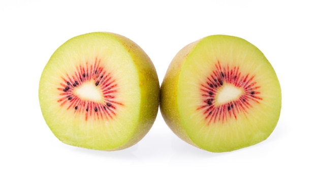 slice Red kiwi fruit isolated on white background