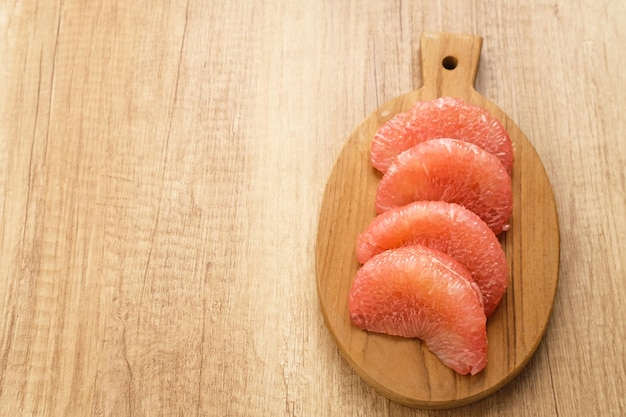 Slice of Red Pomelo citrus fruit or Jeruk Bali