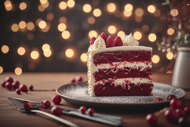 A Slice of Red Velvet Cake on a Plate