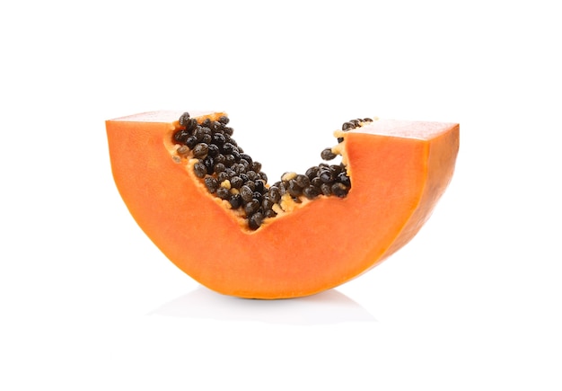 Slice ripe papaya isolated