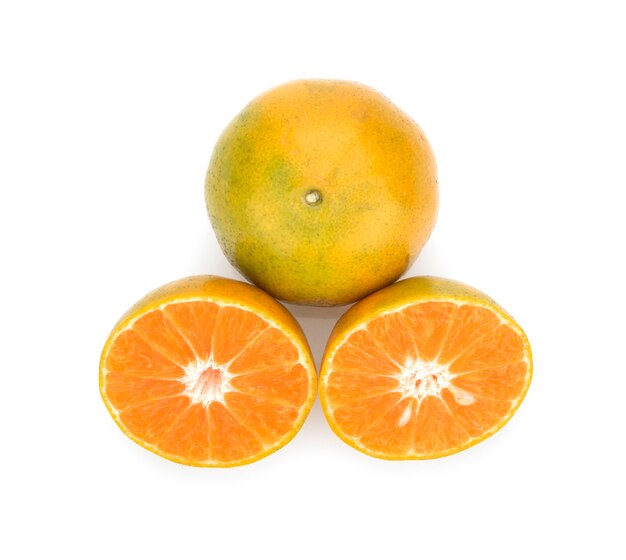 Slice of ripe tangerine isolated