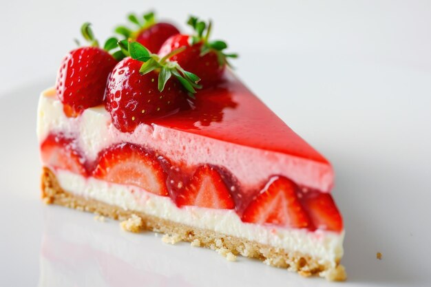 A slice of strawberry cheesecake