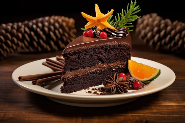 Slice of Sumptuous Dark Chocolate Cake