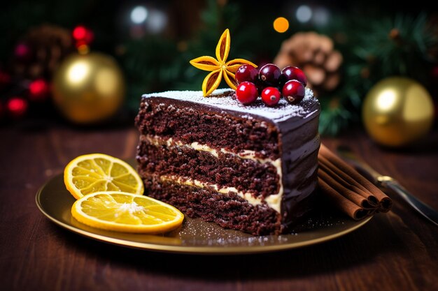 Slice of Sumptuous Dark Chocolate Cake