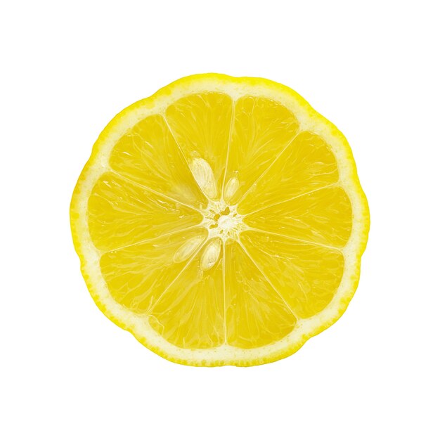 A slice of sweet and juicy lemon on a white.