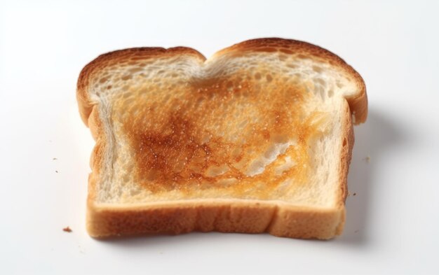 Foto una fetta di pane tostato su uno sfondo bianco colazione pane pasticceria ai generato