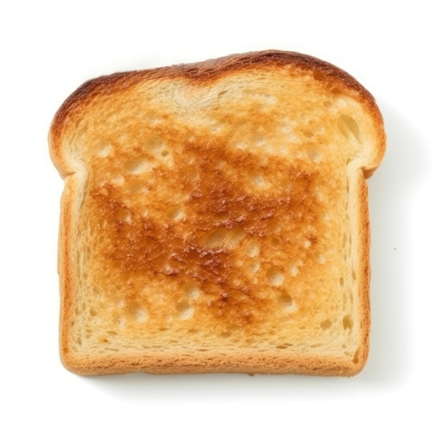 A slice of toast with the word toast on it