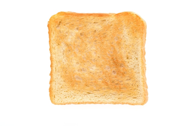 クローズアップの高さの詳細で白い背景に分離されたトーストしたパンのスライス