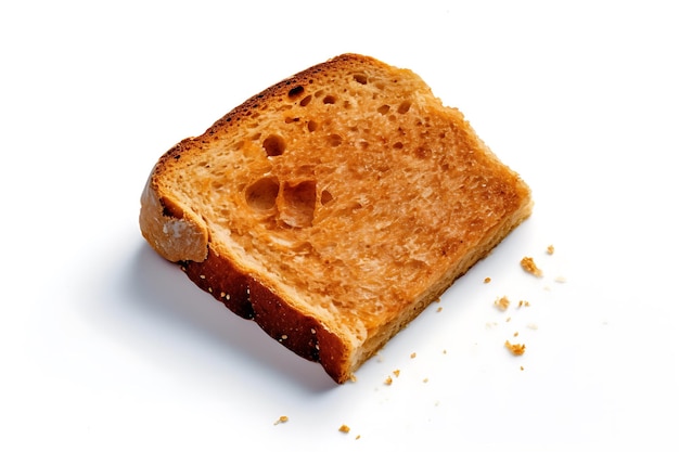 A slice of toasted bread on a white background