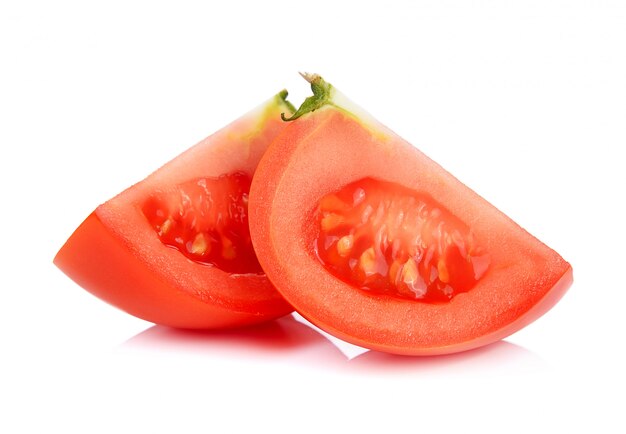 Slice tomato on white space