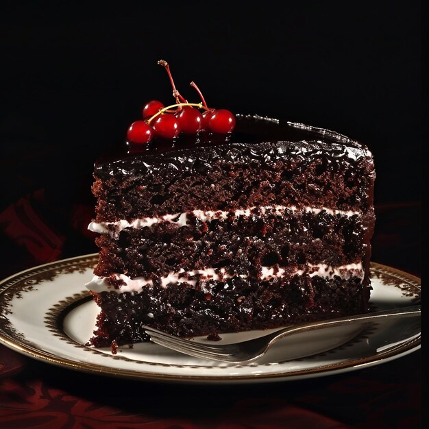 Slice van de Black Forest taart