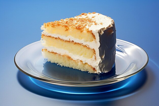 A slice of vanilla cake on a plate with a fork