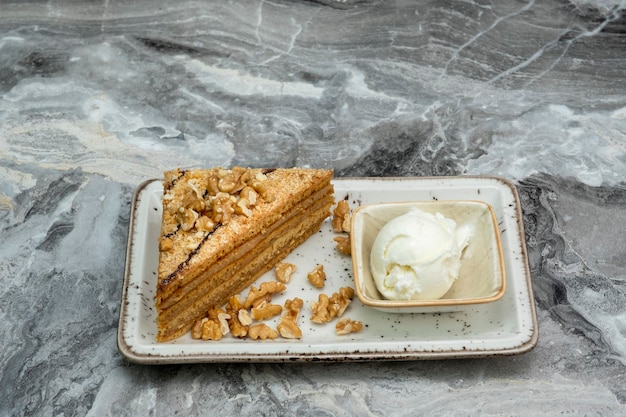 A slice of walnut cake