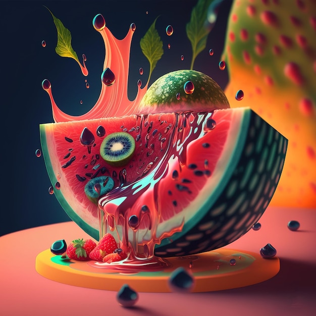 slice of watermelon concept 3d illustration