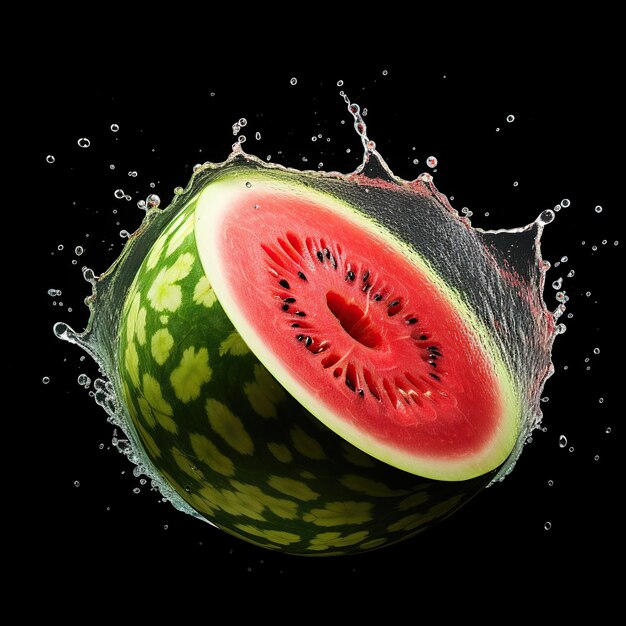 Foto elemento di spruzzo di melone d'acqua a fette