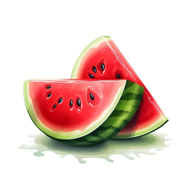 Slice watermelon on white background Generative AI