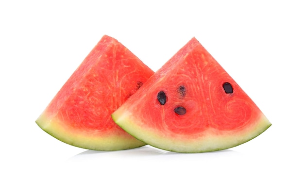 Slice of watermelon on white background