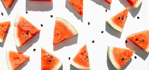 Slice of watermelon on white background