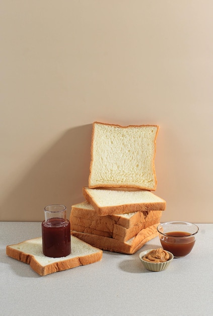 Slice White Bread with Jam and Caramel