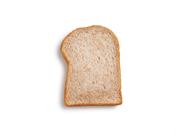 Slice whole grain bread on white background