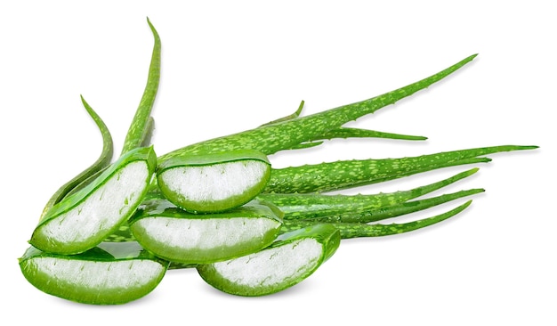 Sliced aloe vera isolated on white background