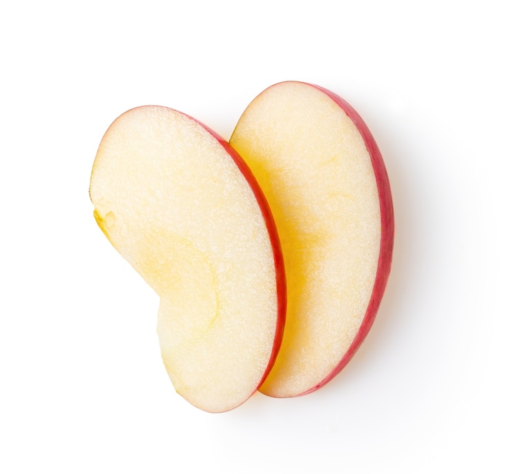 Photo sliced apple isolated on white background