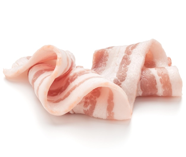 sliced bacon isolated on white background cutout