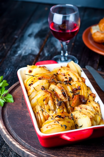 Sliced baked potatoes