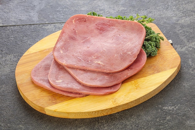 Sliced Beef Ham over board