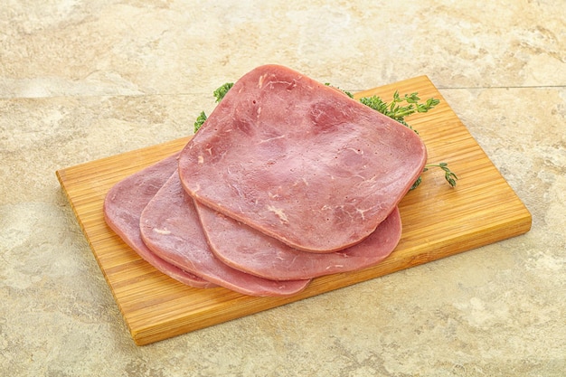 Sliced Beef Ham snack over board