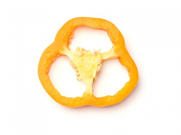 Sliced bell pepper isolated over white background