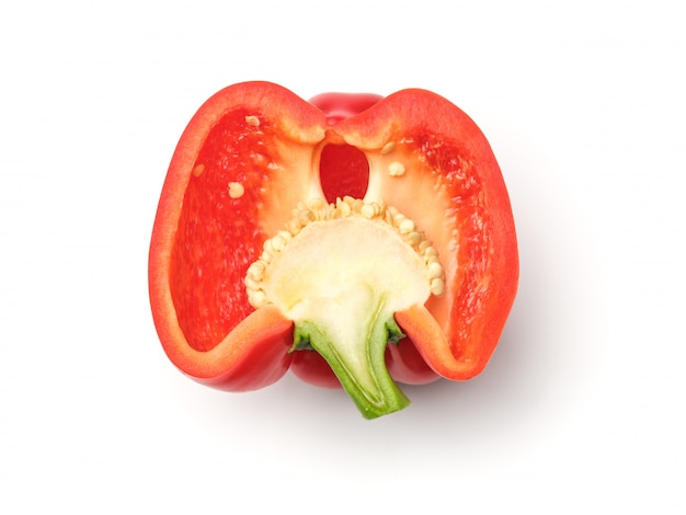 Sliced bell pepper isolated over white background