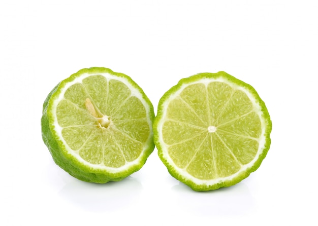 Sliced bergamot isolated on the white 