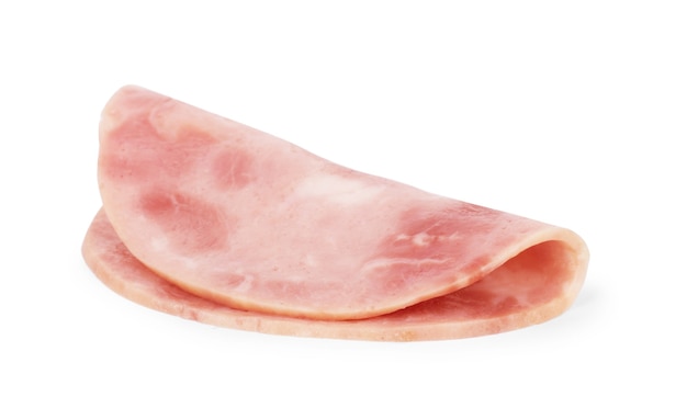 Photo sliced boiled ham sausage isolated on white background