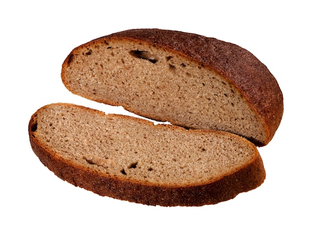 흰색 배경에 고립 된 얇게 썬 빵 전체 빵