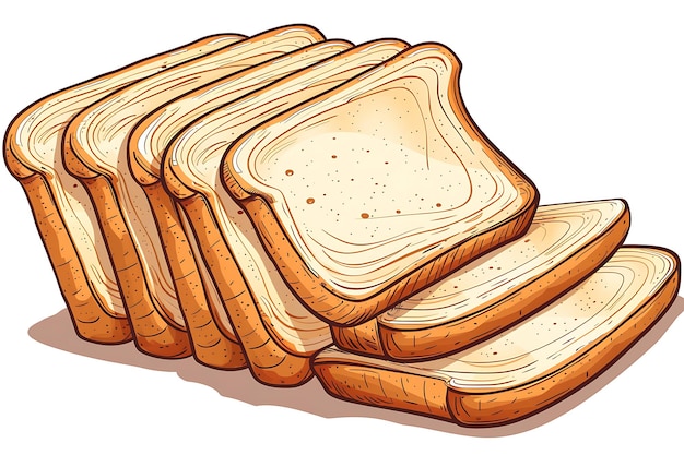 Photo sliced bread pastry product hand draw