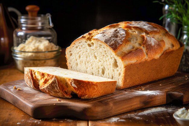 Sliced bread on a wooden board Rustic style