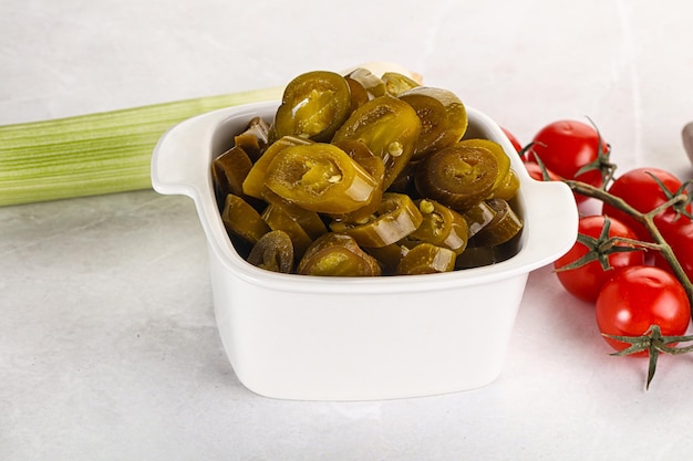 Sliced canned jalapeno pepper