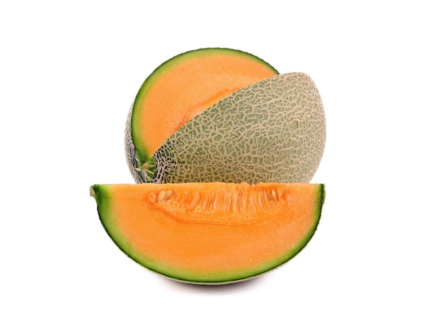 Sliced cantaloupe melon isolated