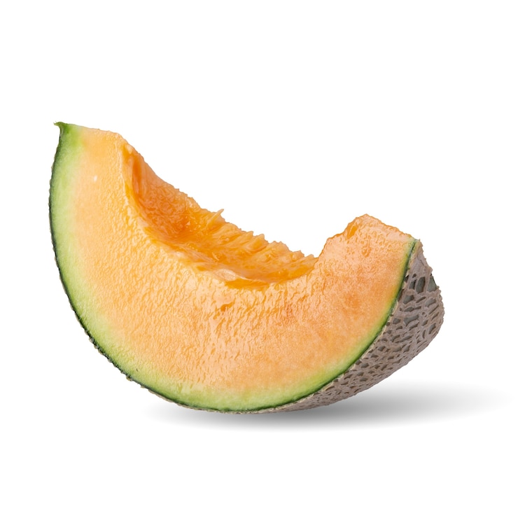 Photo sliced cantaloupe melons isolated 