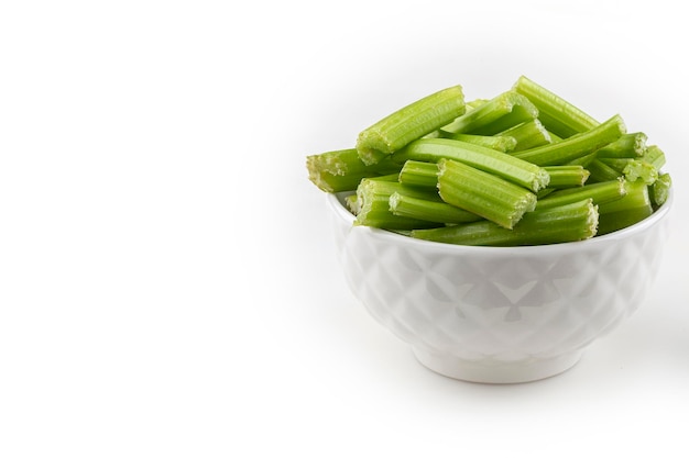 Sliced celery isolated on white background