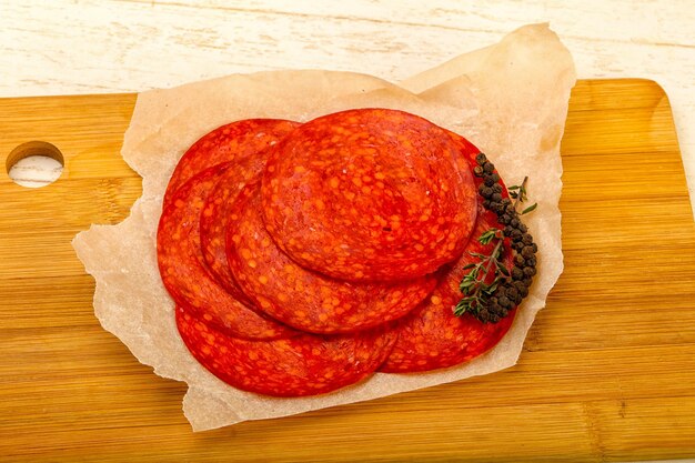 Sliced chorizo