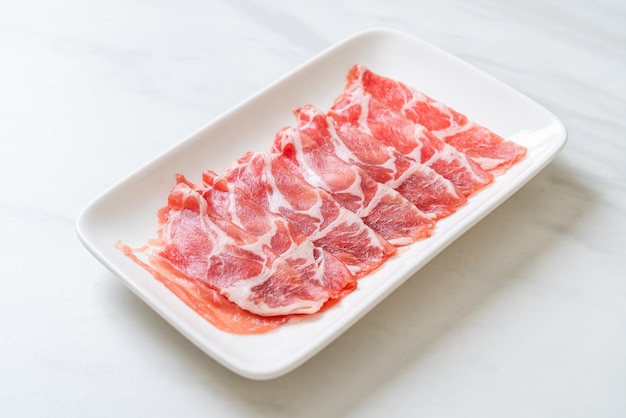 sliced collar pork raw