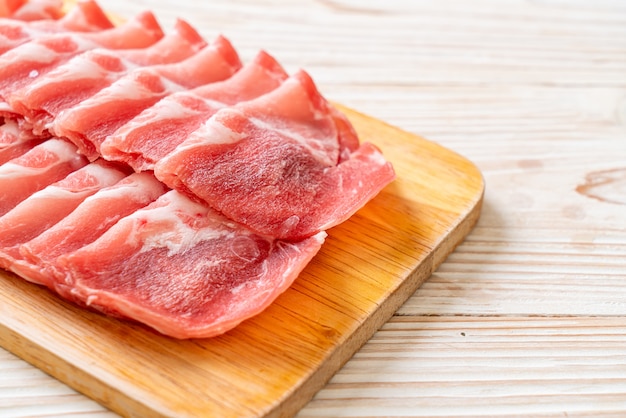 sliced collar pork raw