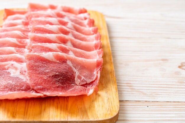 sliced collar pork raw