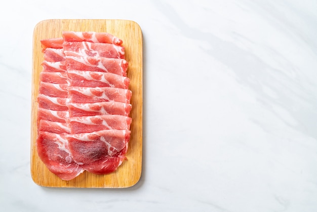 Photo sliced collar pork raw