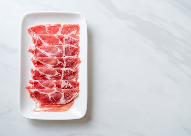 sliced collar pork raw