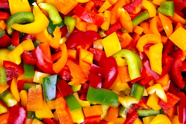 Sliced colored bell peppers