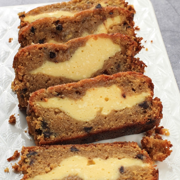 Sliced Cream Cheese Cheese Cake Filled Banana Bread